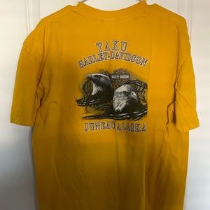 harley davidson mustard yellow graphic t-shirt